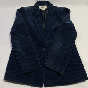 Vintage Blazer Jacket Corduroy Midnight Blue Women's Sz 12 Windcrest Made Japan‎